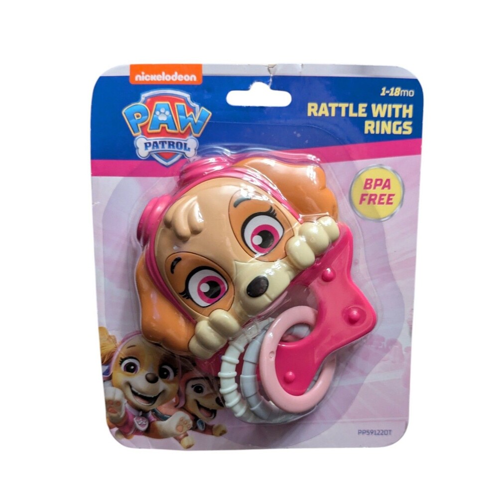Paw Patrol Skye Rattle with Rings BPA Free Baby Toy 1–18 Months NEW
